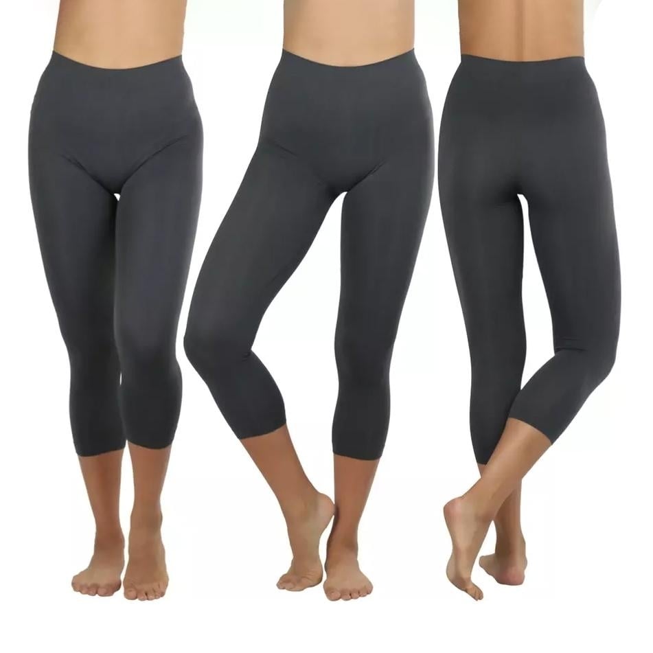 Womens Capri Seamless Lightweight Stretch Leggings Image 7