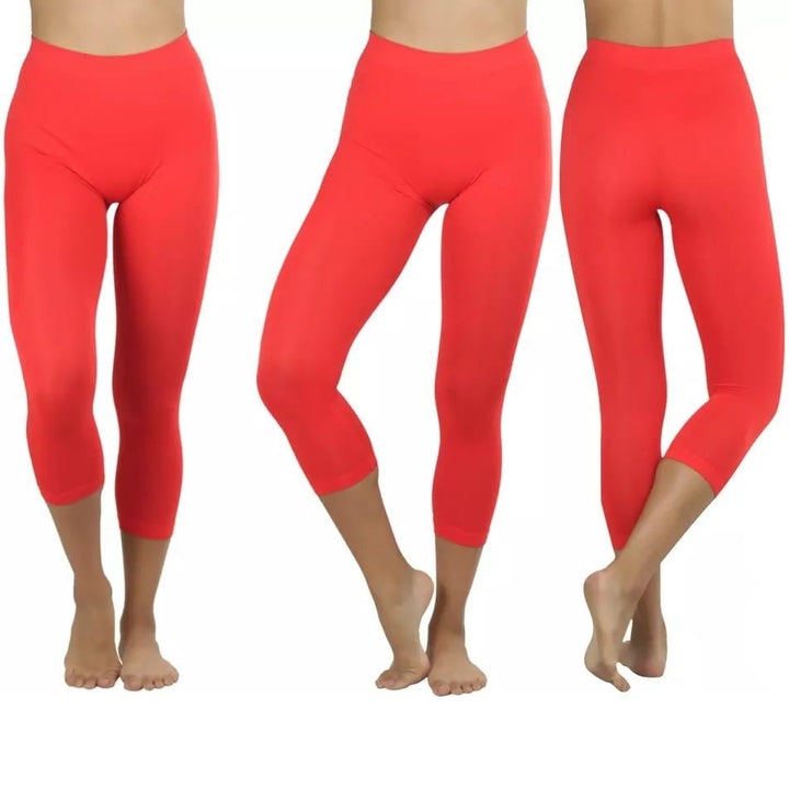 Womens Capri Seamless Lightweight Stretch Leggings Image 8