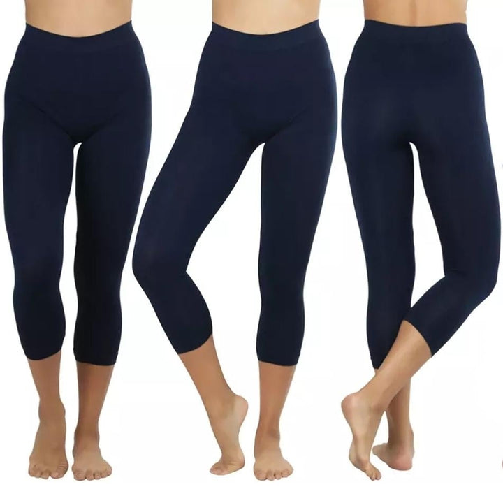 Womens Capri Seamless Lightweight Stretch Leggings Image 10