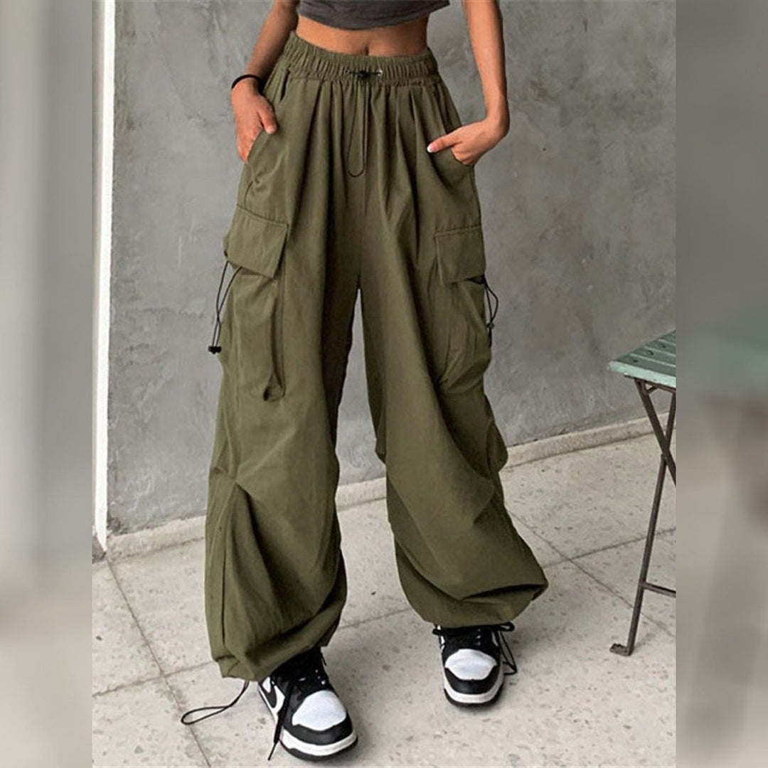 Womens Cargo Baggy Pants High Waist Image 3