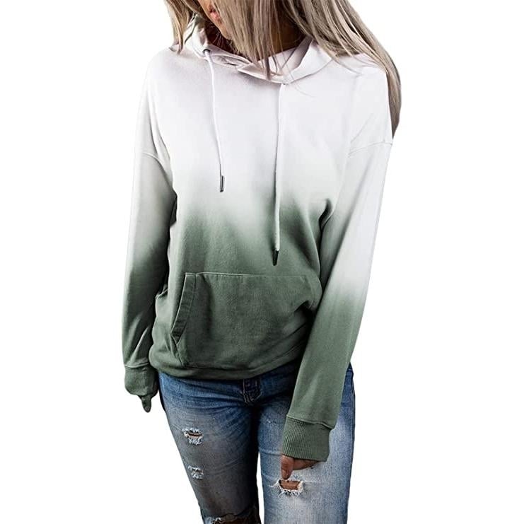 Womens Casual Hooded Sweatshirt Loose Drawstring Pullover Hoodie Image 1