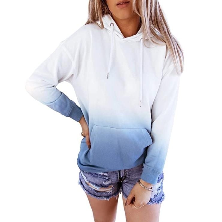 Womens Casual Hooded Sweatshirt Loose Drawstring Pullover Hoodie Image 3