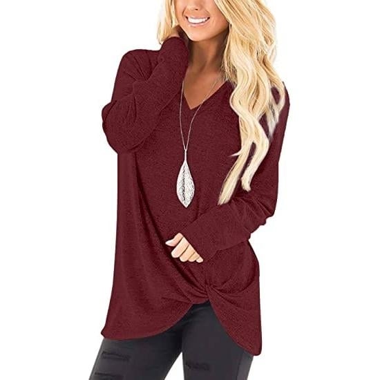 Womens Casual Long Sleeve Solid T-Shirts Image 4