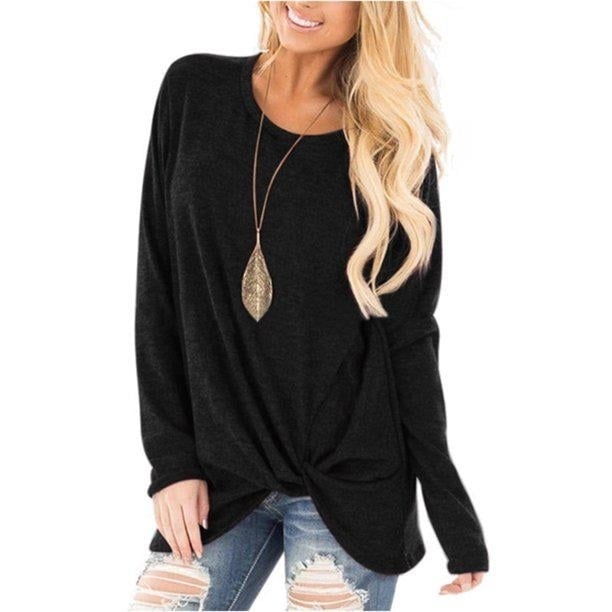 Womens Casual Long Sleeve Solid T-Shirts Image 6