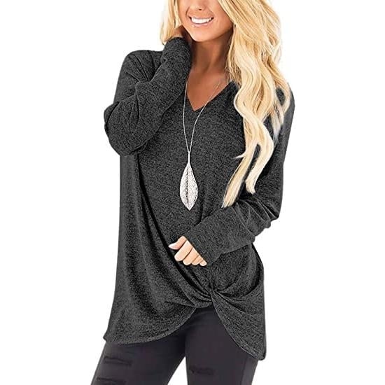 Womens Casual Long Sleeve Solid T-Shirts Image 1