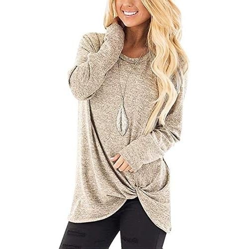 Womens Casual Long Sleeve Solid T-Shirts Image 9