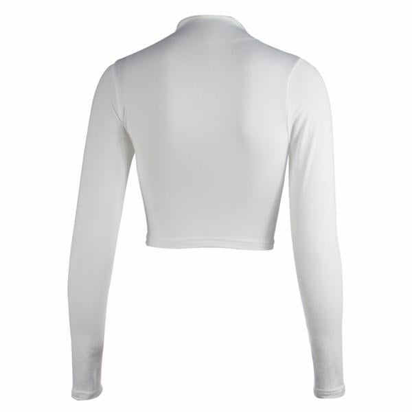 Womens Casual Round Neck Bottoming Long Sleeve Crop Top Image 8