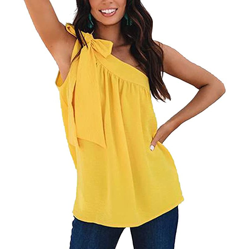 Womens Casual Tie One Shoulder Top Image 2