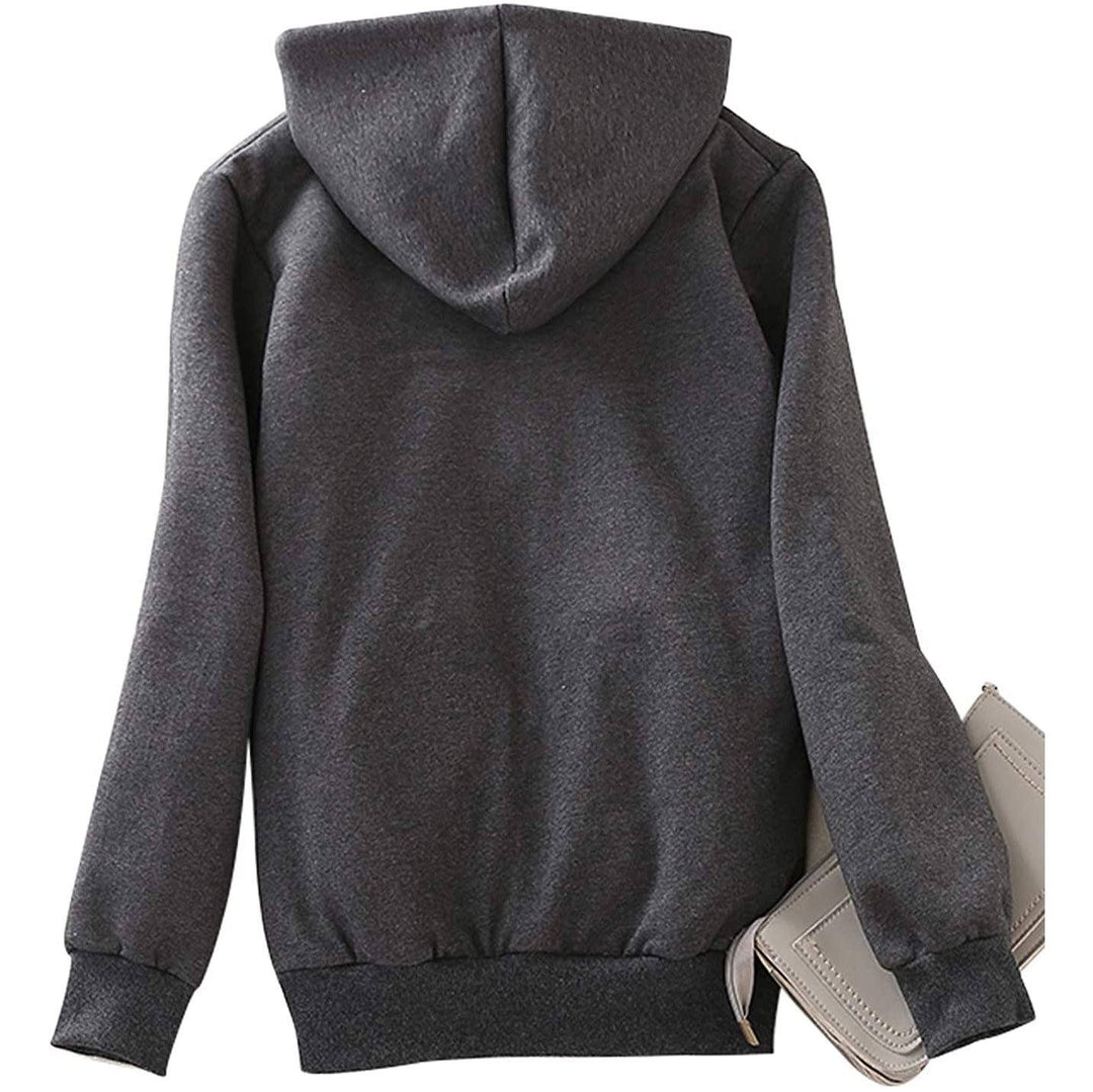 Womens Casual Winter Warm Sherpa Lined Zip Up Hooded Sweatshirt Jacket Image 4