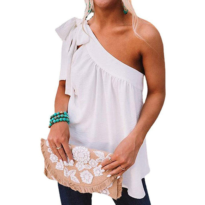 Womens Casual Tie One Shoulder Top Image 3