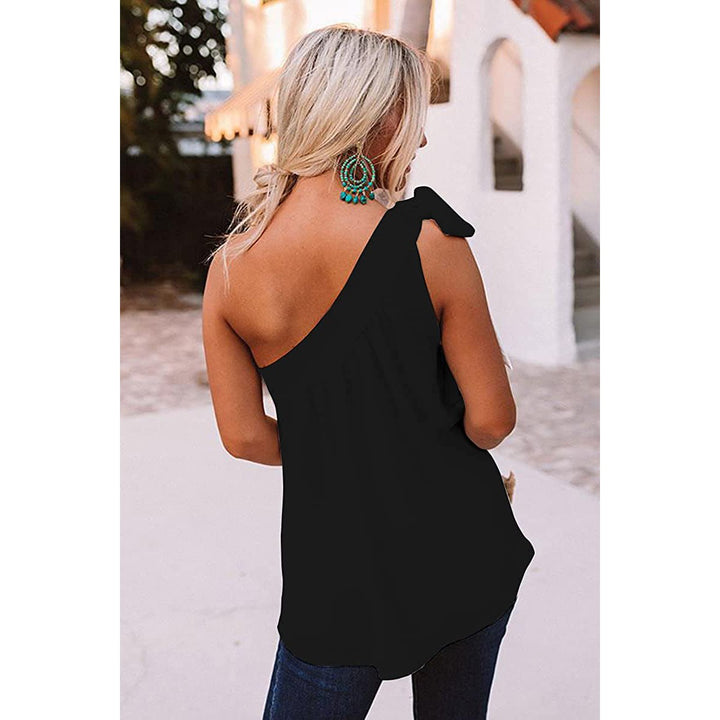 Womens Casual Tie One Shoulder Top Image 11