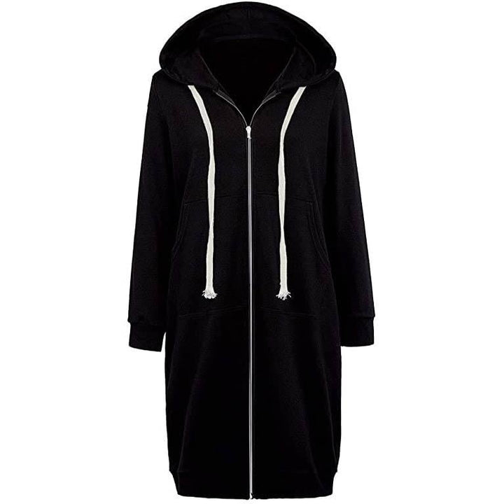 Womens Casual Zip up Hoodies Long Tunic Sweatshirts Jackets Fashion Plus Size Hoodie with Pockets Image 2