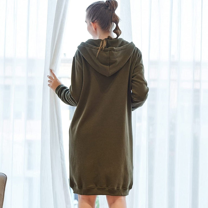 Womens Casual Zip up Hoodies Long Tunic Sweatshirts Jackets Fashion Plus Size Hoodie with Pockets Image 9