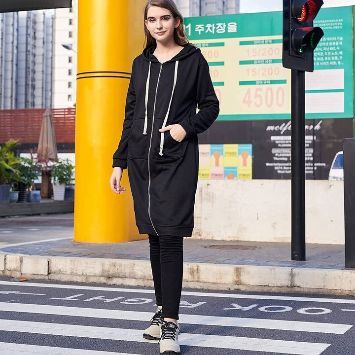 Womens Casual Zip up Hoodies Long Tunic Sweatshirts Jackets Fashion Plus Size Hoodie with Pockets Image 12