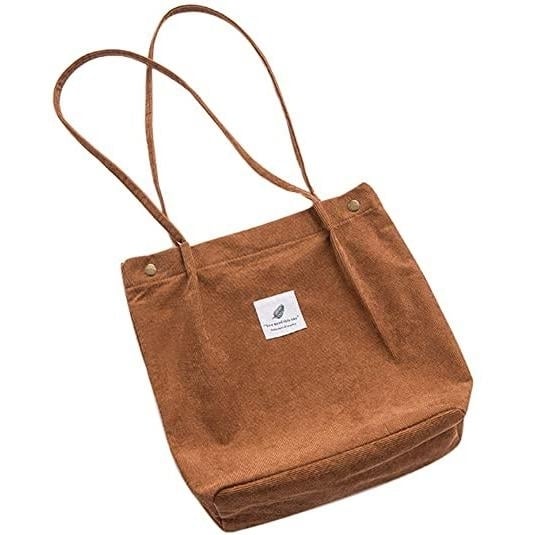 Womens Corduroy Shoulder Tote Bag Image 4