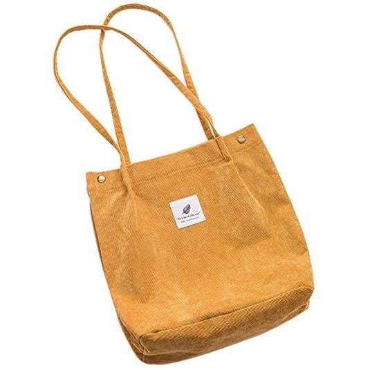 Womens Corduroy Shoulder Tote Bag Image 4