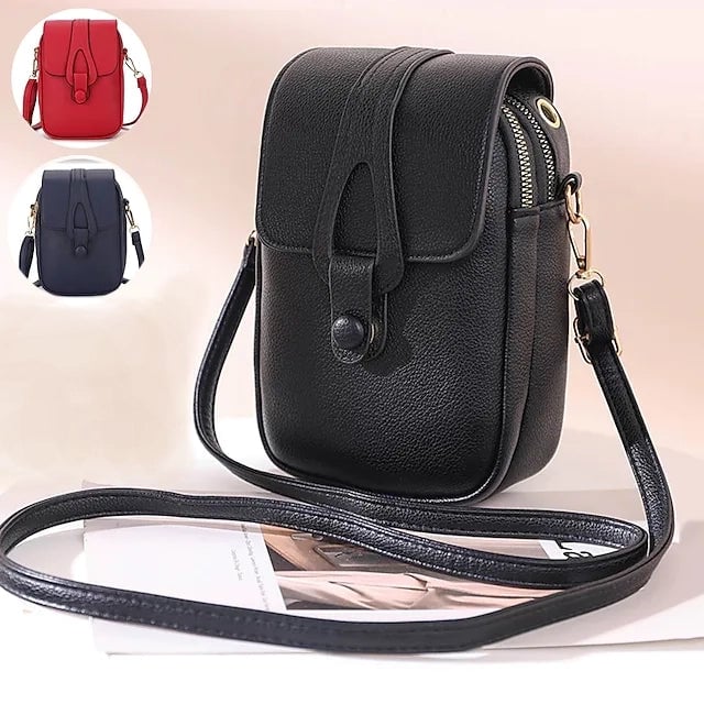 Womens Crossbody Leather Solid Color Plain Bag Wallet Image 1