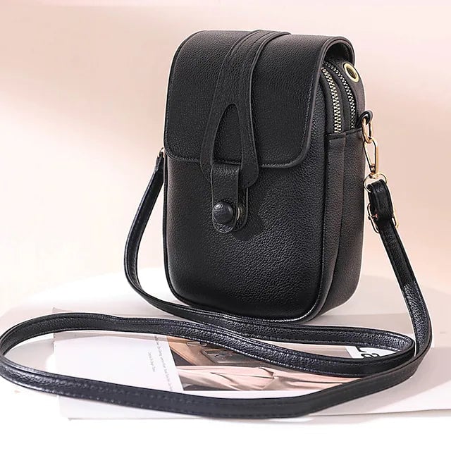 Womens Crossbody Leather Solid Color Plain Bag Wallet Image 2