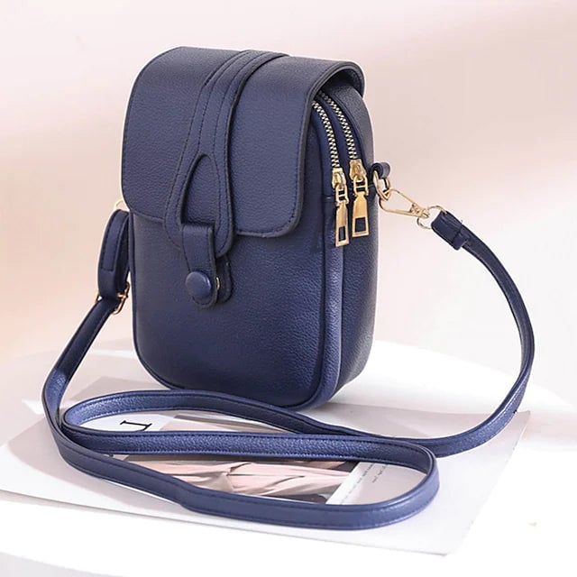 Womens Crossbody Leather Solid Color Plain Bag Wallet Image 3