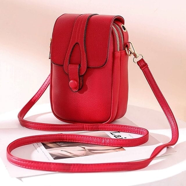 Womens Crossbody Leather Solid Color Plain Bag Wallet Image 4