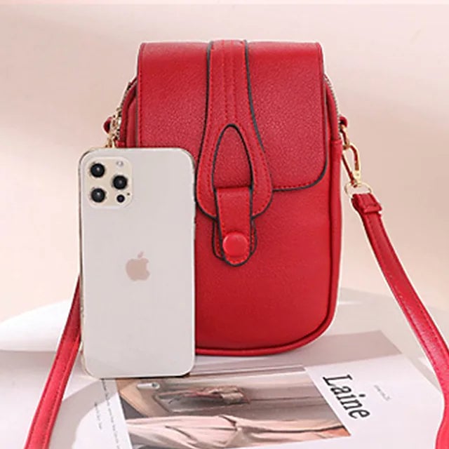 Womens Crossbody Leather Solid Color Plain Bag Wallet Image 4