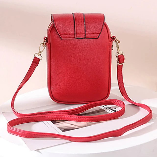 Womens Crossbody Leather Solid Color Plain Bag Wallet Image 6