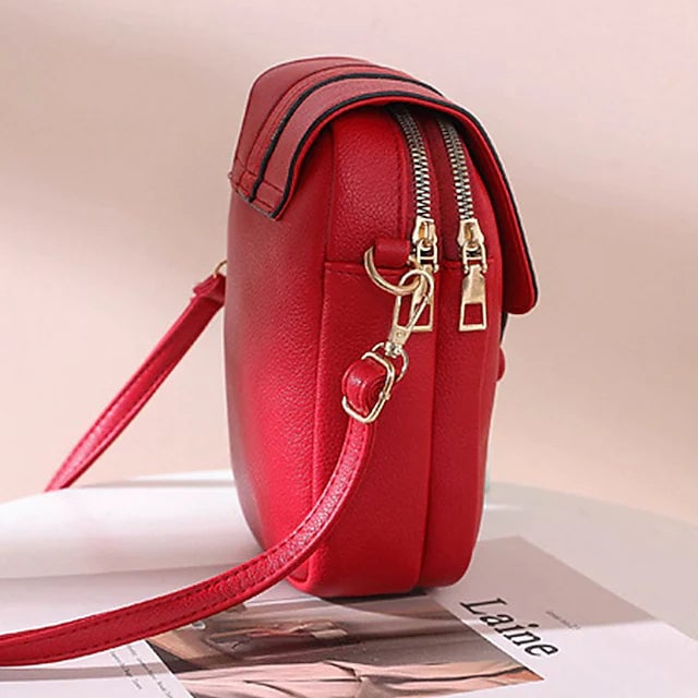 Womens Crossbody Leather Solid Color Plain Bag Wallet Image 7