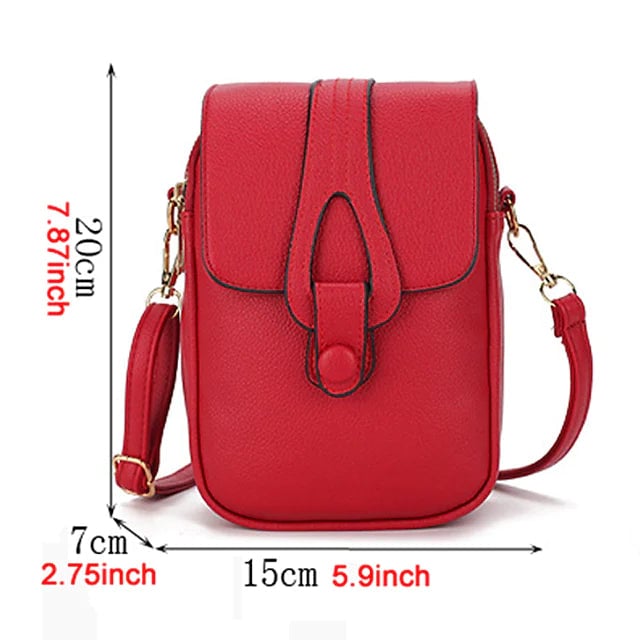 Womens Crossbody Leather Solid Color Plain Bag Wallet Image 10