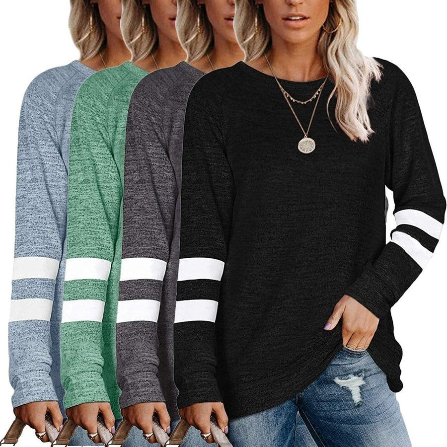 Womens Crewneck Sweatshirts Long Sleeve Sweaters Tunic Tops Image 1