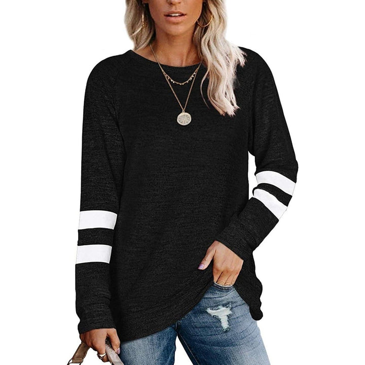 Womens Crewneck Sweatshirts Long Sleeve Sweaters Tunic Tops Image 2