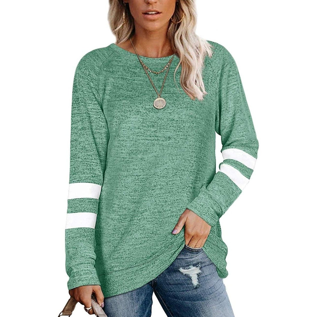 Womens Crewneck Sweatshirts Long Sleeve Sweaters Tunic Tops Image 4