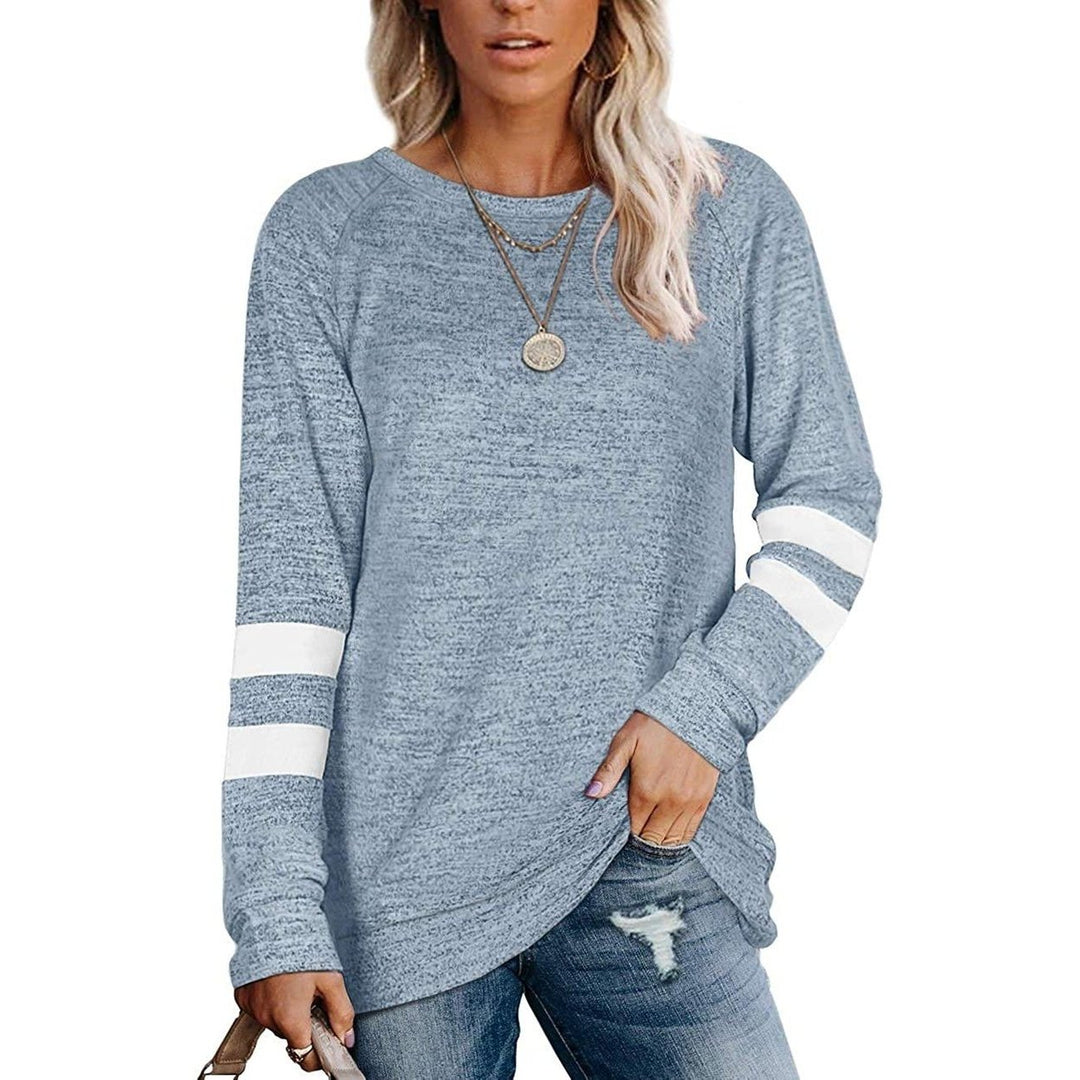 Womens Crewneck Sweatshirts Long Sleeve Sweaters Tunic Tops Image 7