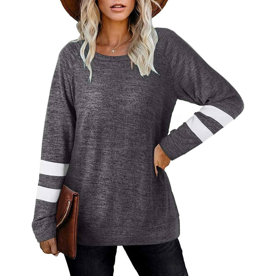 Womens Crewneck Sweatshirts Long Sleeve Sweaters Tunic Tops Image 12