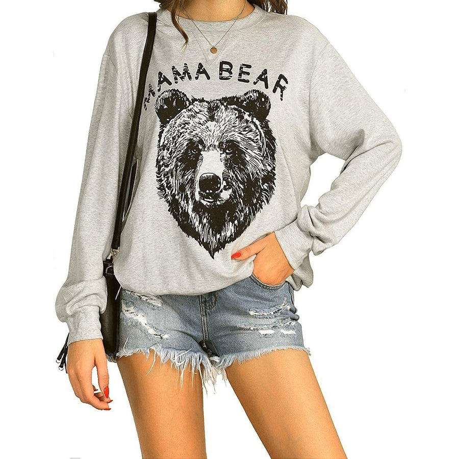 Womens Cute Long Sleeve Top Loose Crewneck Pullover Sweatshirt Image 1