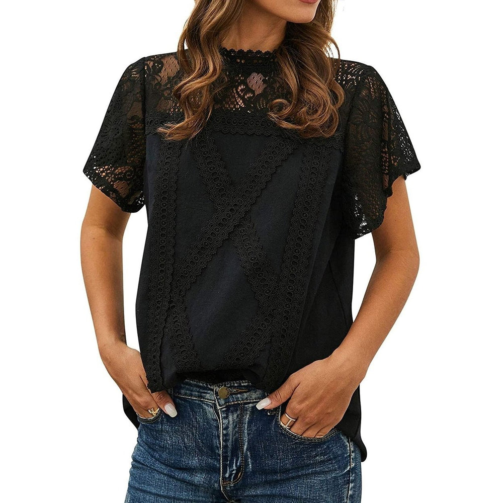 Womens Cute Lace Shirt Top T-Shirt Image 2