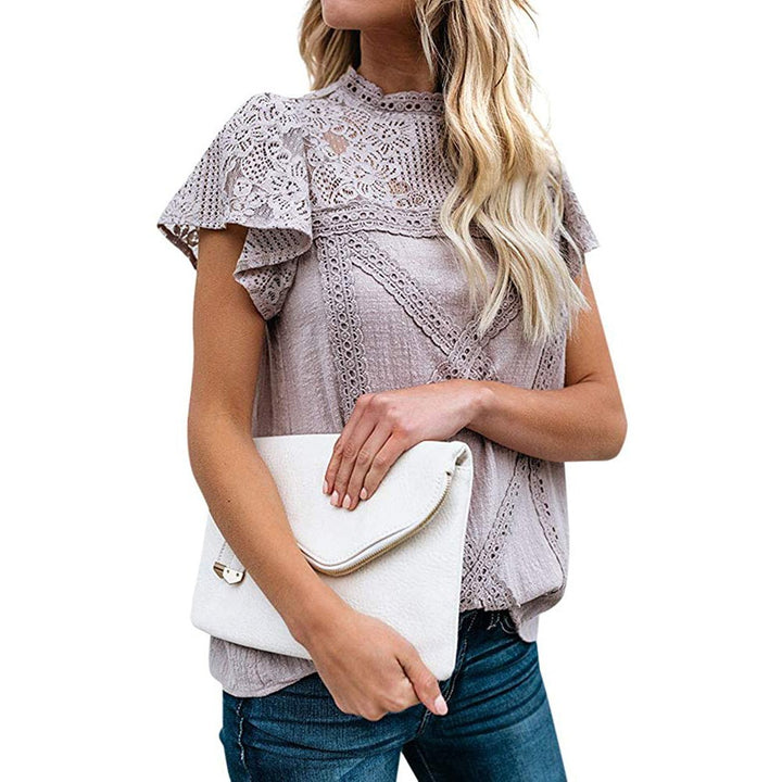 Womens Cute Lace Shirt Top T-Shirt Image 3