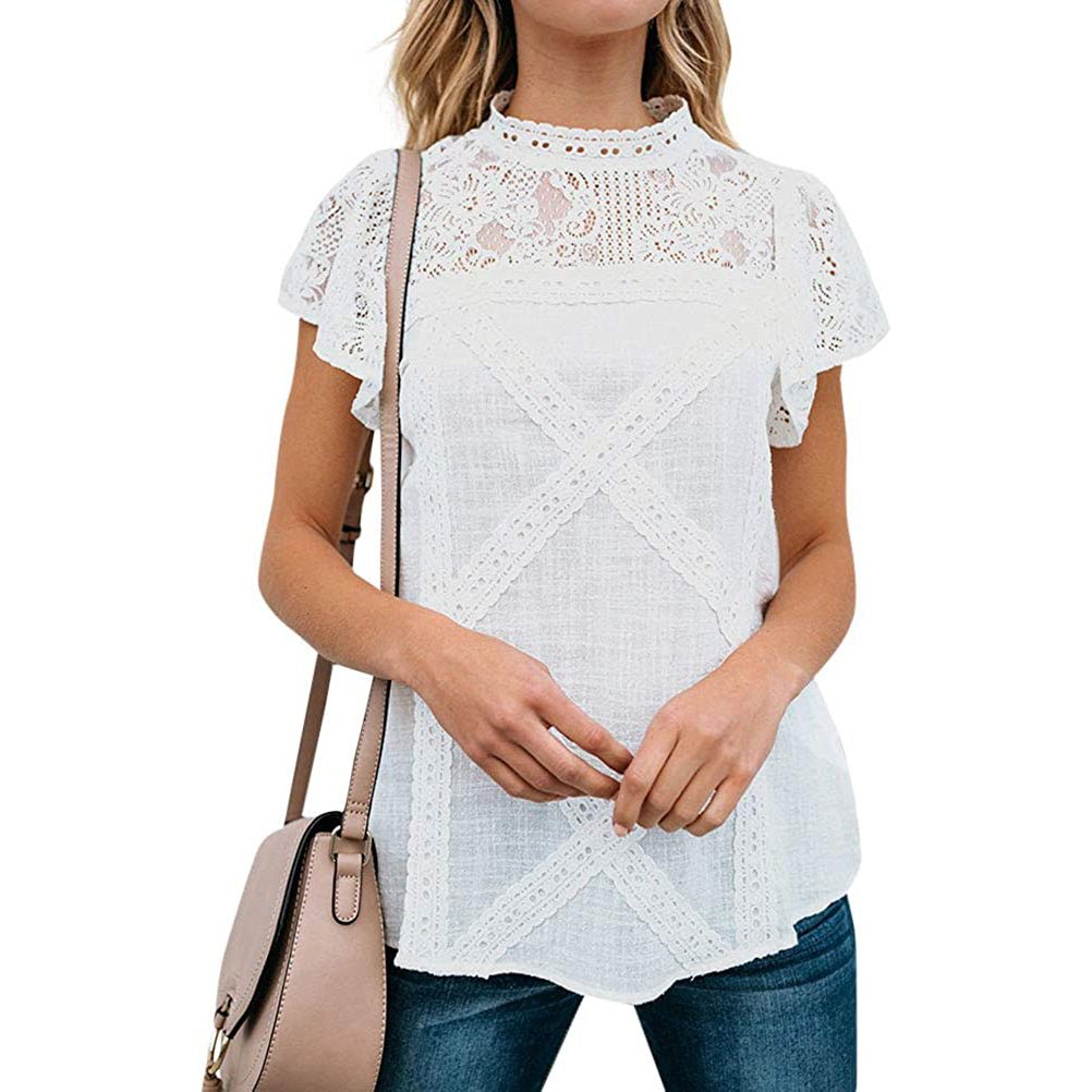 Womens Cute Lace Shirt Top T-Shirt Image 4