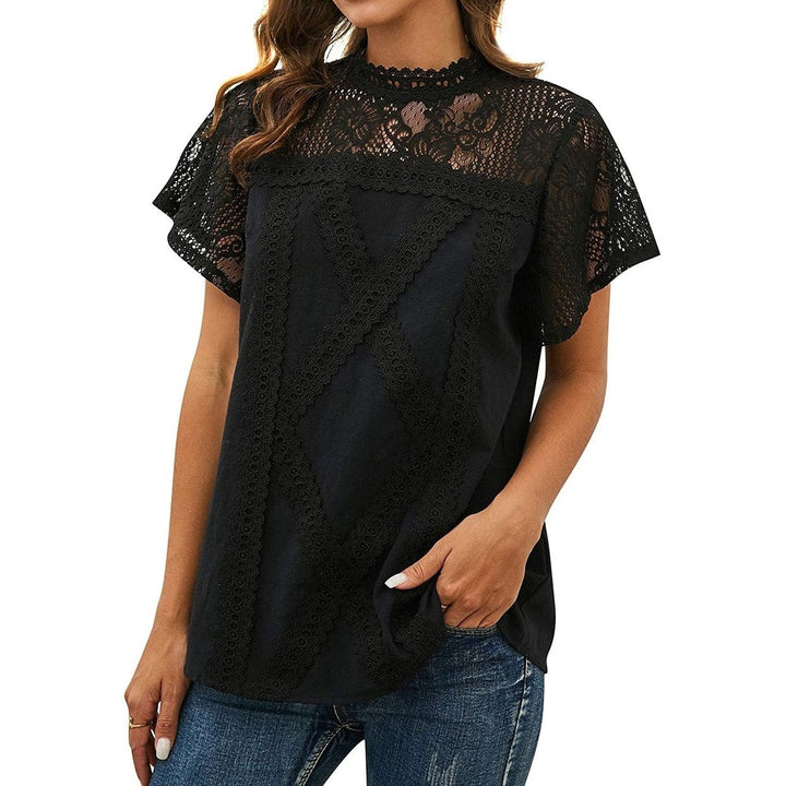 Womens Cute Lace Shirt Top T-Shirt Image 8