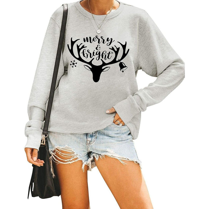 Womens Cute Long Sleeve Top Loose Crewneck Pullover Sweatshirt Image 10