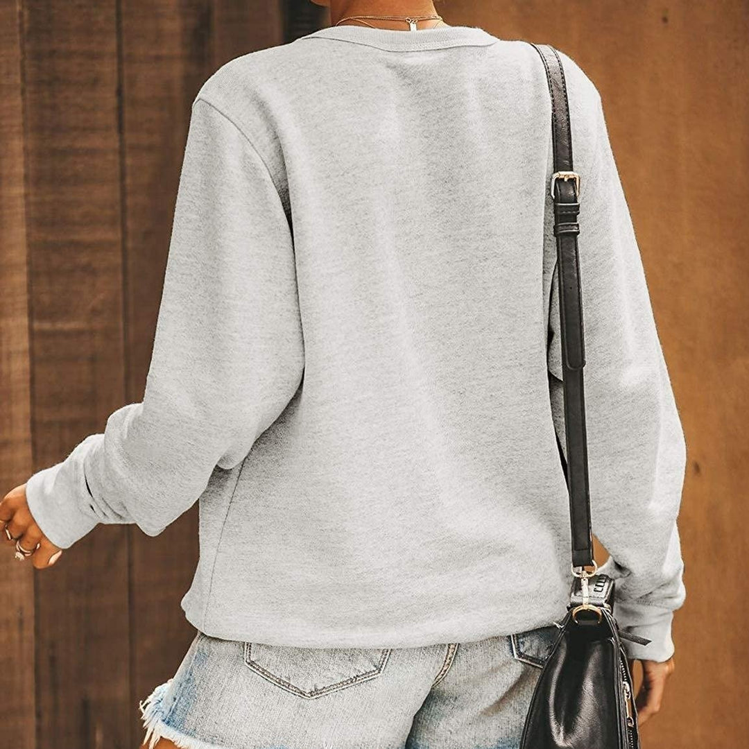 Womens Cute Long Sleeve Top Loose Crewneck Pullover Sweatshirt Image 11