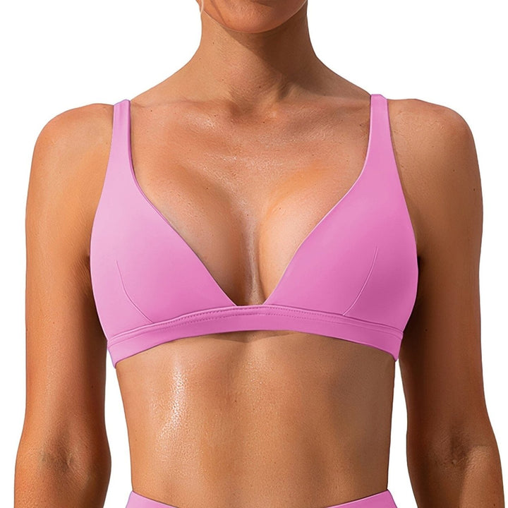 Womens Deep V-Neck U-Shaped Back Sports Bra Image 4