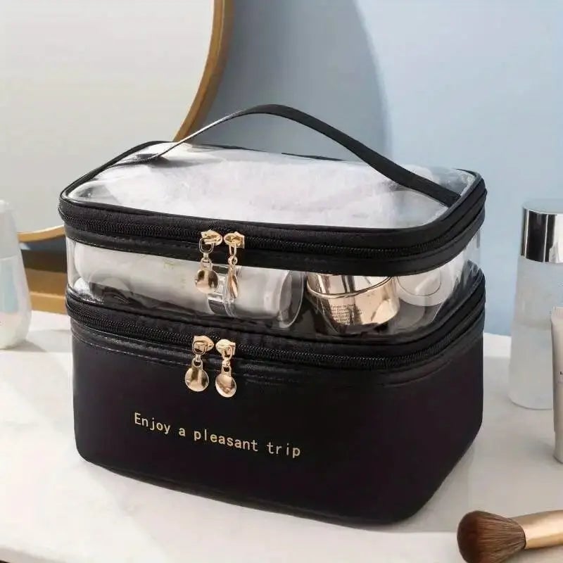 Womens Double Layer Makeup Bag Image 1