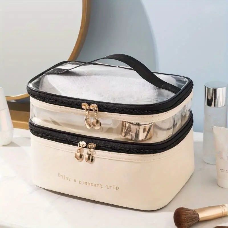 Womens Double Layer Makeup Bag Image 4