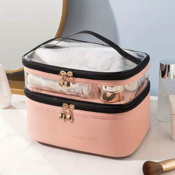 Womens Double Layer Makeup Bag Image 1