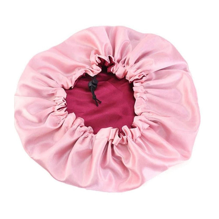 Womens Double Layer Reversible Silky Satin Headscarf Sleeping Bonnet Hat Headband Image 4