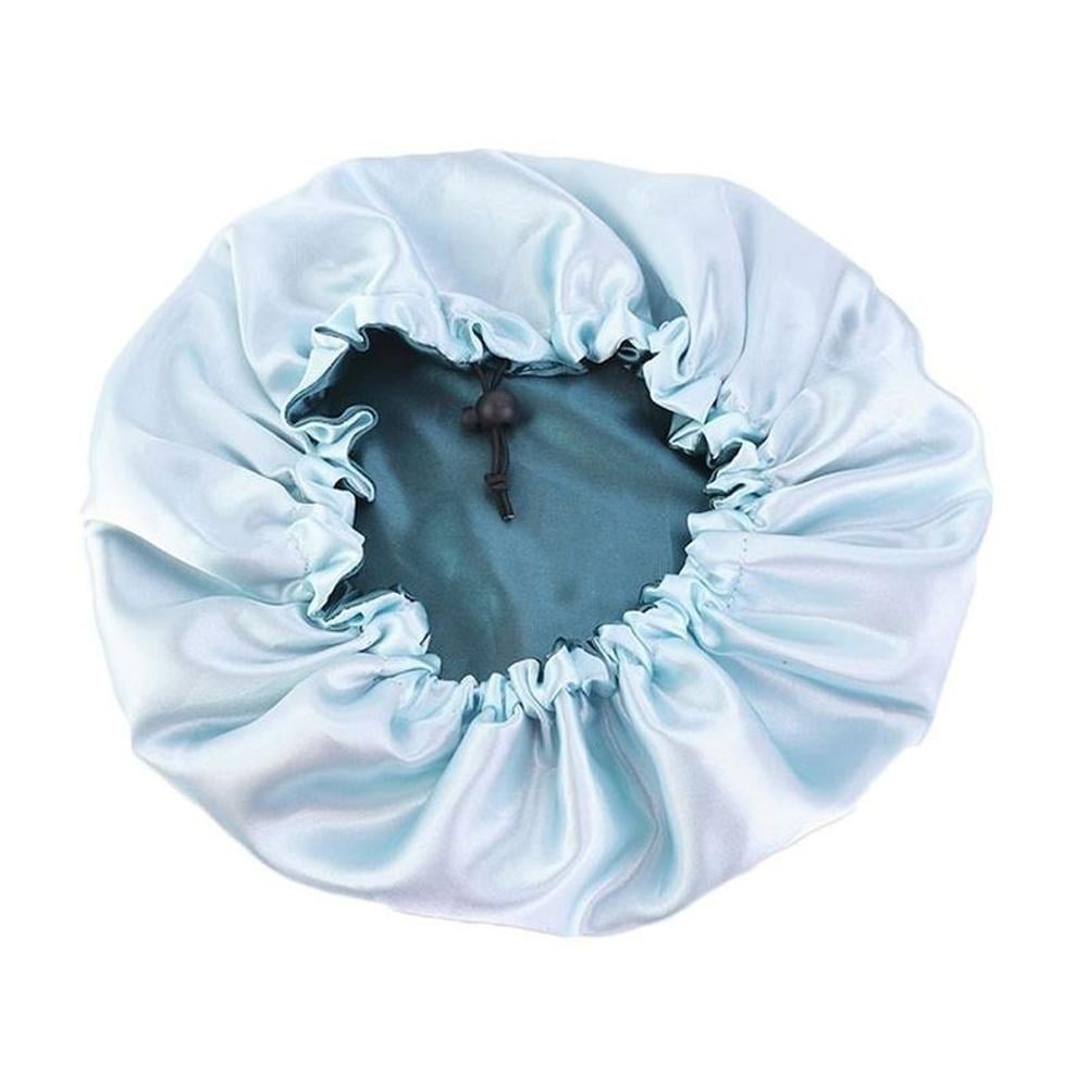 Womens Double Layer Reversible Silky Satin Headscarf Sleeping Bonnet Hat Headband Image 1