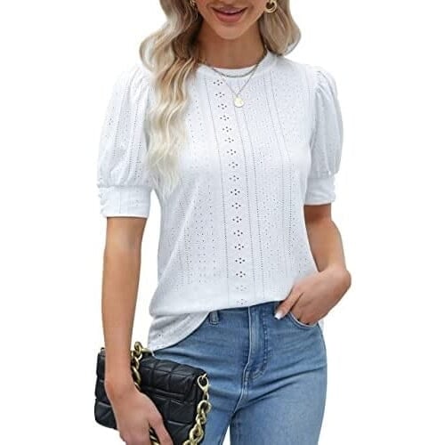 Womens Dressy Casual Puff Sleeve Tops Image 2