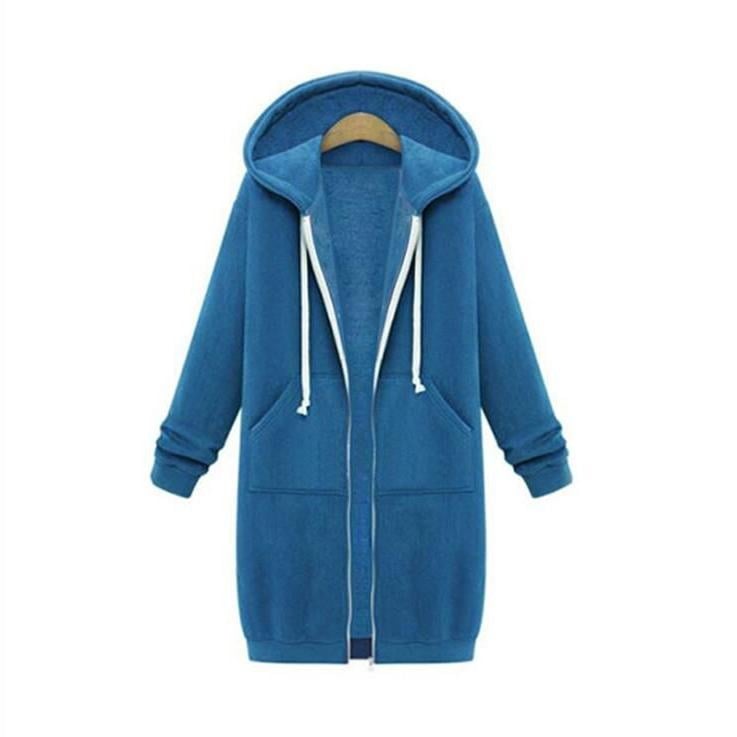 Zipper Front Pocket Drawstring Hoodie Image 2