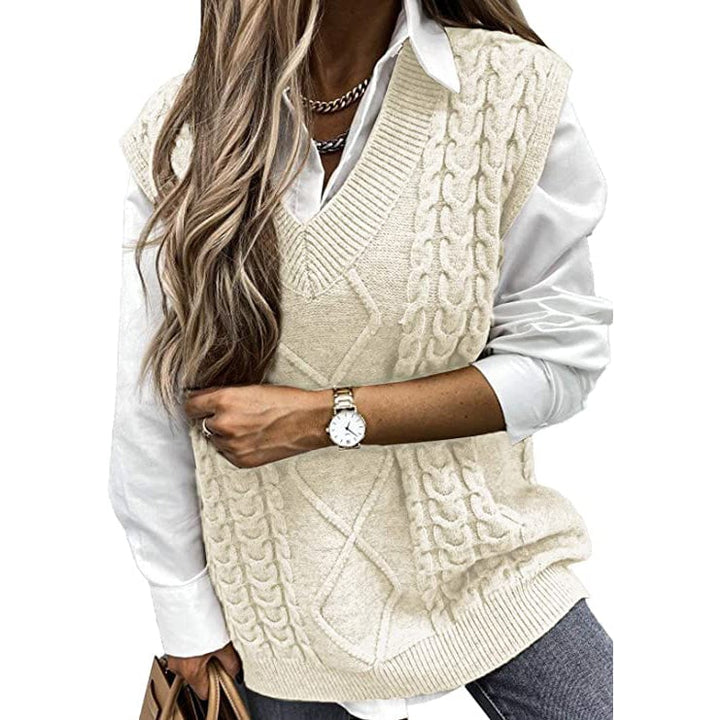 Womens Sleeveless Sweater Vest Top Image 1