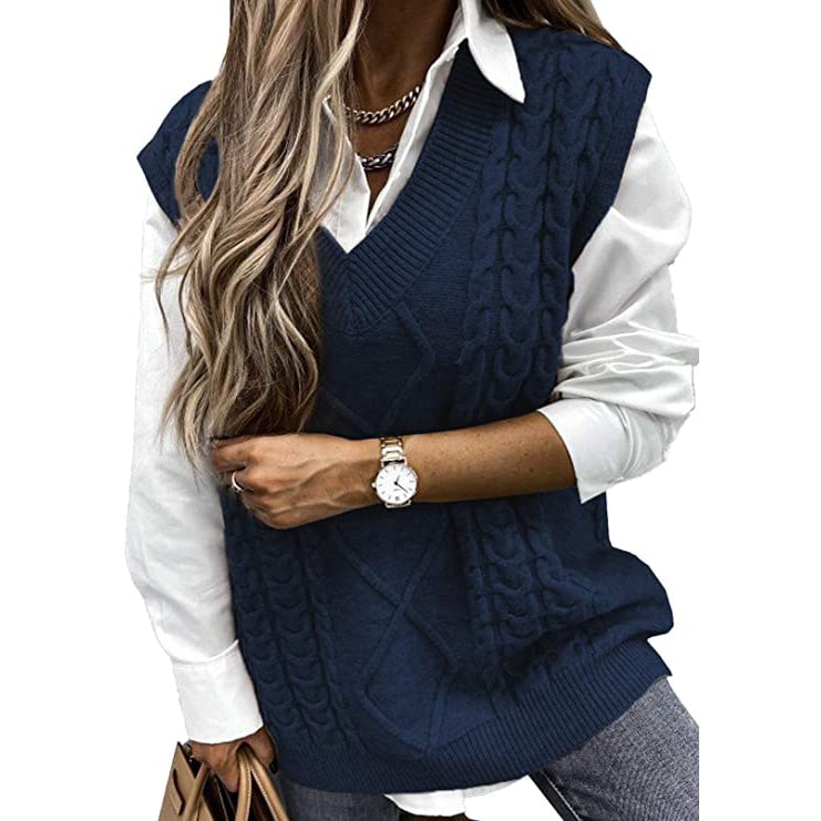 Womens Sleeveless Sweater Vest Top Image 3